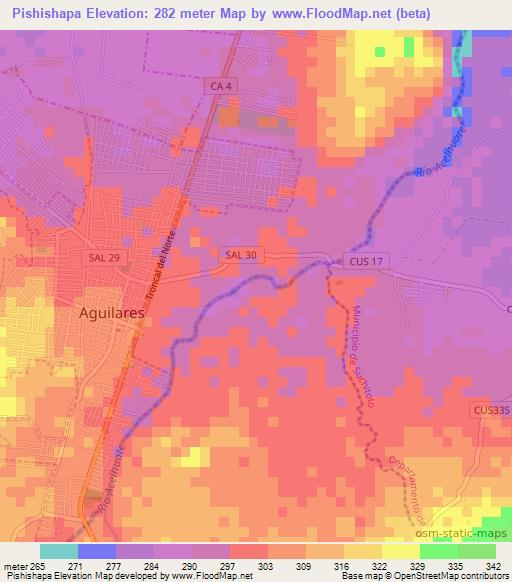 Pishishapa,El Salvador Elevation Map