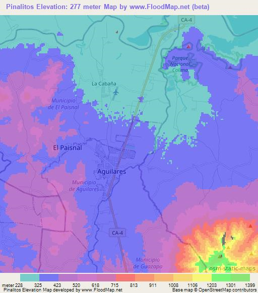 Pinalitos,El Salvador Elevation Map
