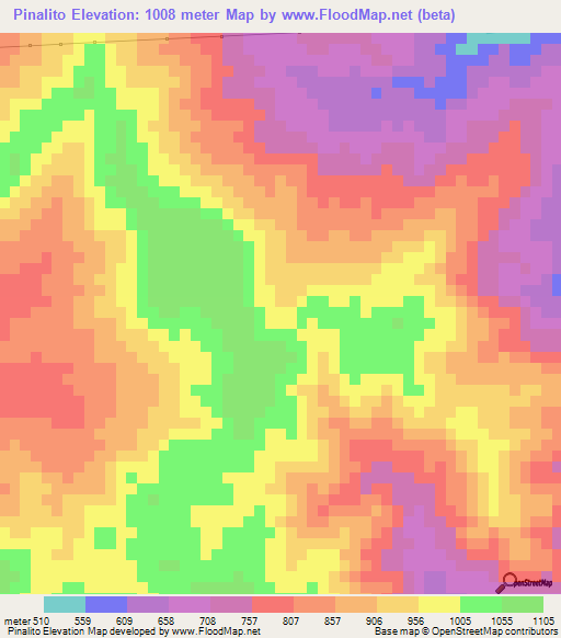 Pinalito,El Salvador Elevation Map