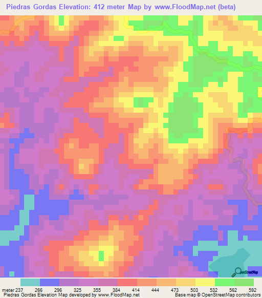 Piedras Gordas,El Salvador Elevation Map