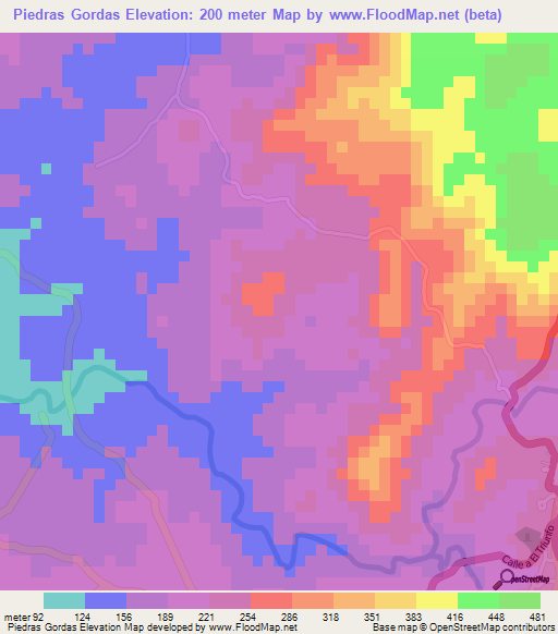 Piedras Gordas,El Salvador Elevation Map