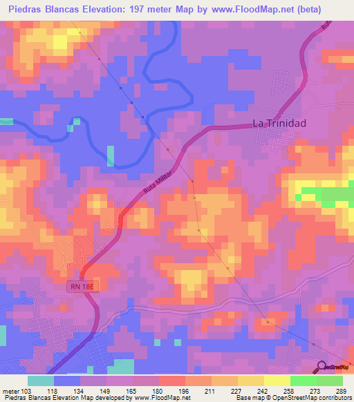 Piedras Blancas,El Salvador Elevation Map