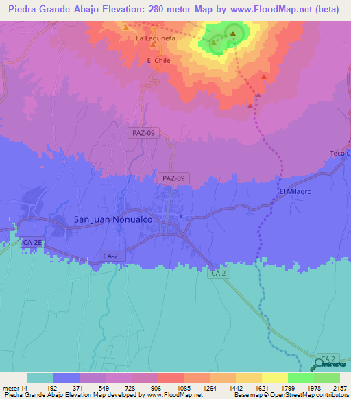 Piedra Grande Abajo,El Salvador Elevation Map