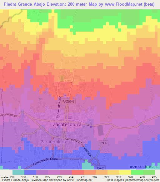 Piedra Grande Abajo,El Salvador Elevation Map