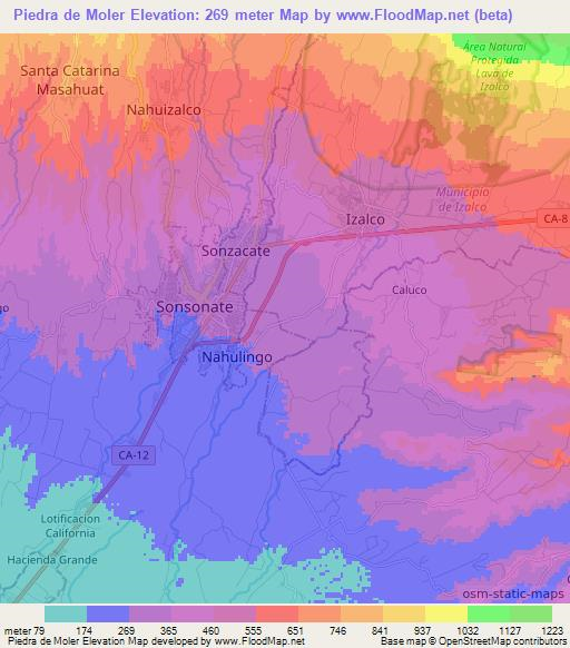 Piedra de Moler,El Salvador Elevation Map