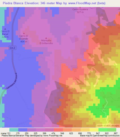 Piedra Blanca,El Salvador Elevation Map