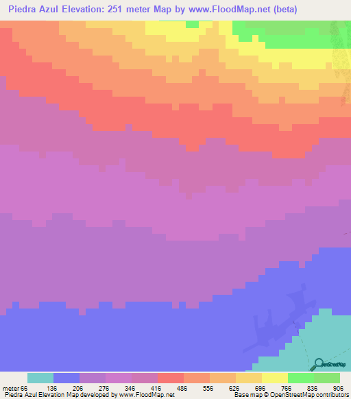 Piedra Azul,El Salvador Elevation Map