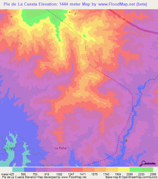 Pie de La Cuesta,El Salvador Elevation Map