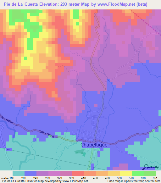 Pie de La Cuesta,El Salvador Elevation Map