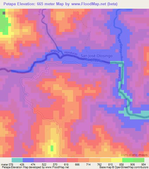 Petapa,El Salvador Elevation Map
