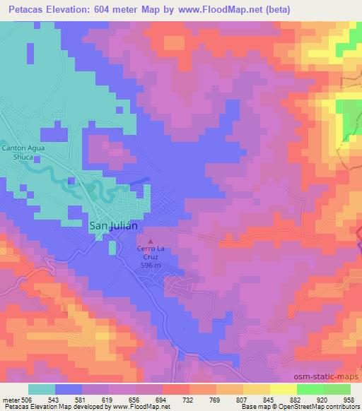 Petacas,El Salvador Elevation Map