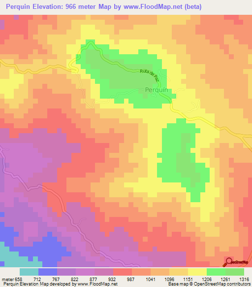 Perquin,El Salvador Elevation Map