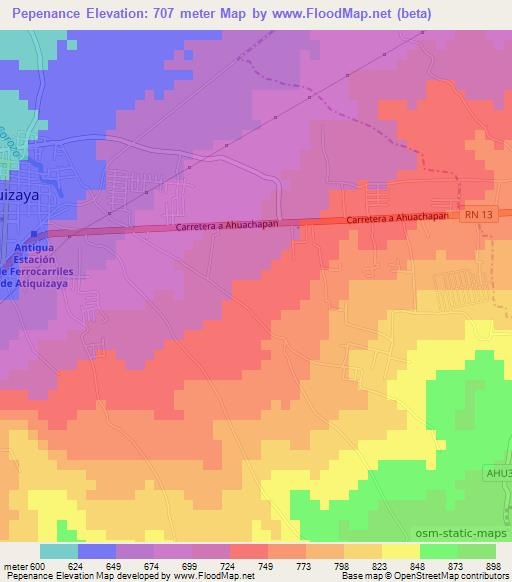 Pepenance,El Salvador Elevation Map