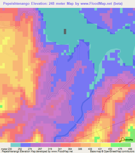 Pepeishtenango,El Salvador Elevation Map