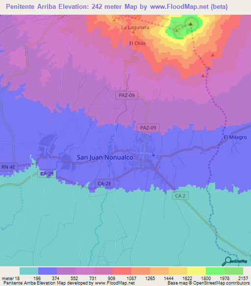 Penitente Arriba,El Salvador Elevation Map