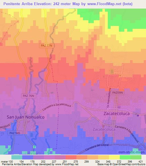 Penitente Arriba,El Salvador Elevation Map