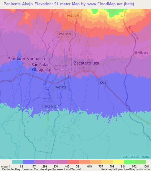 Penitente Abajo,El Salvador Elevation Map