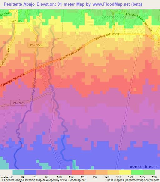 Penitente Abajo,El Salvador Elevation Map