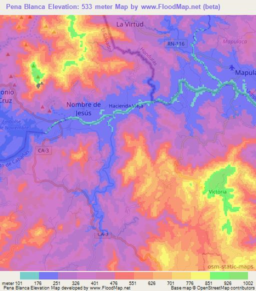 Pena Blanca,El Salvador Elevation Map