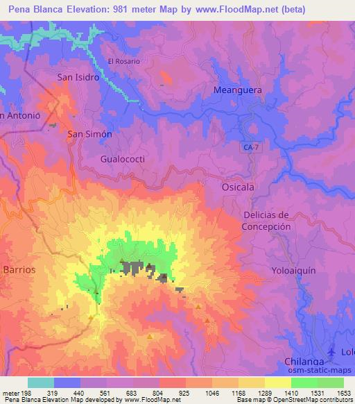 Pena Blanca,El Salvador Elevation Map