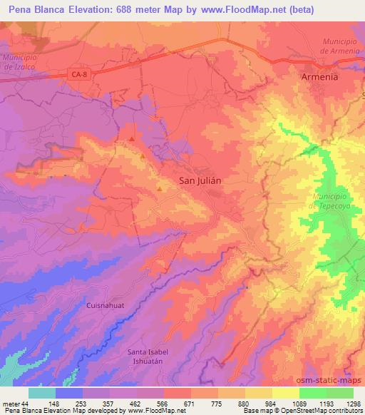 Pena Blanca,El Salvador Elevation Map