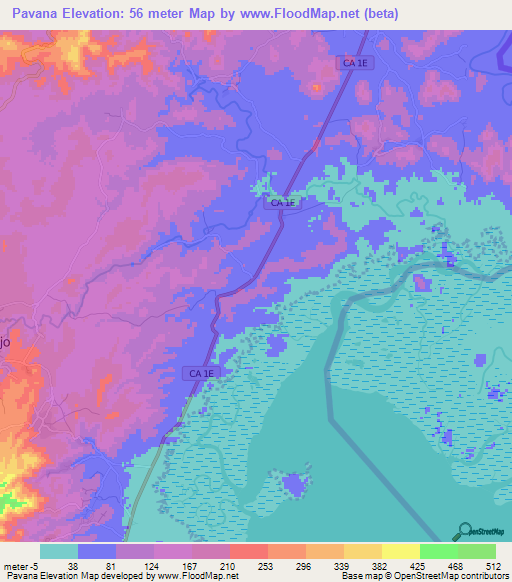 Pavana,El Salvador Elevation Map