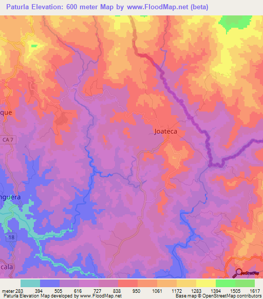 Paturla,El Salvador Elevation Map