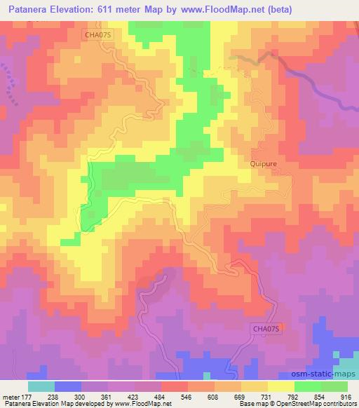 Patanera,El Salvador Elevation Map