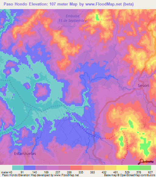 Paso Hondo,El Salvador Elevation Map