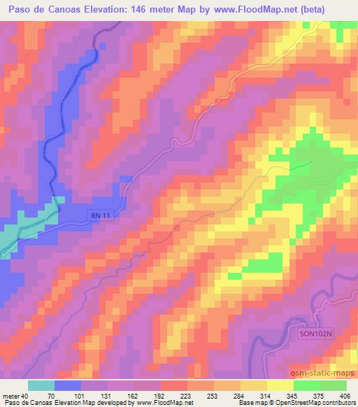 Paso de Canoas,El Salvador Elevation Map