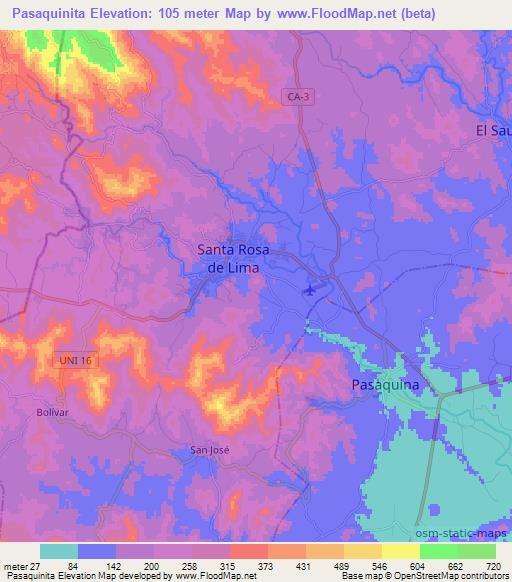 Pasaquinita,El Salvador Elevation Map