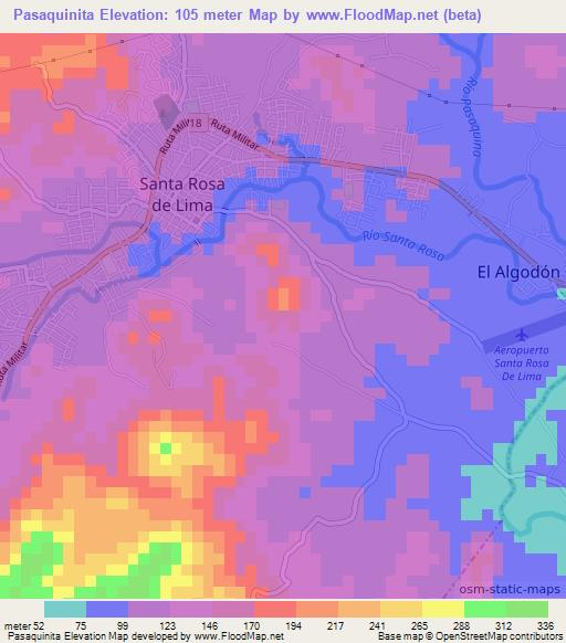 Pasaquinita,El Salvador Elevation Map