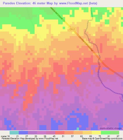 Paredes,El Salvador Elevation Map