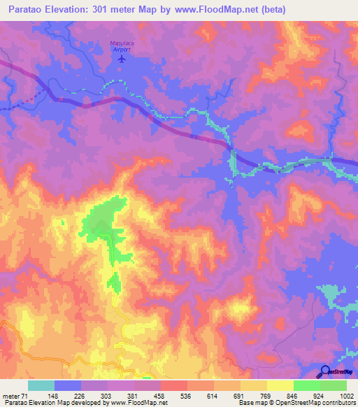 Paratao,El Salvador Elevation Map