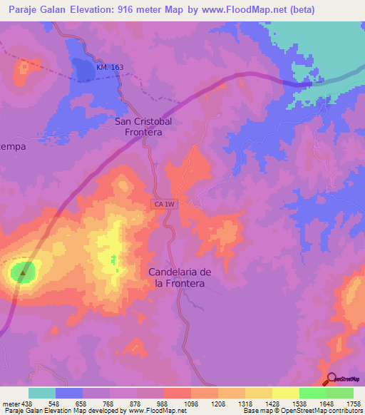 Paraje Galan,El Salvador Elevation Map