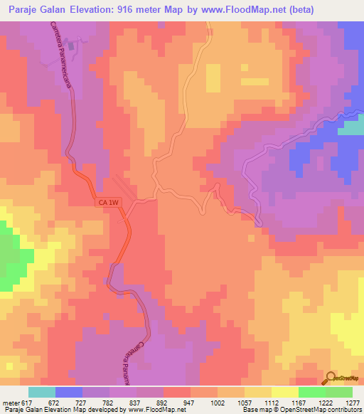Paraje Galan,El Salvador Elevation Map