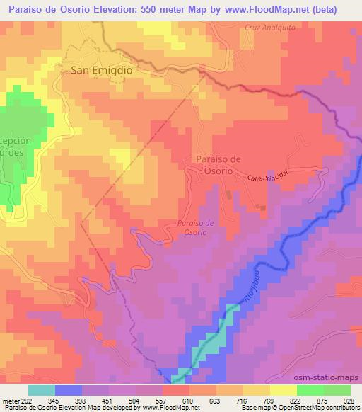 Paraiso de Osorio,El Salvador Elevation Map