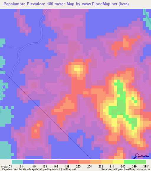Papalambre,El Salvador Elevation Map