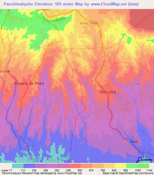 Panchimalquito,El Salvador Elevation Map