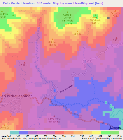 Palo Verde,El Salvador Elevation Map