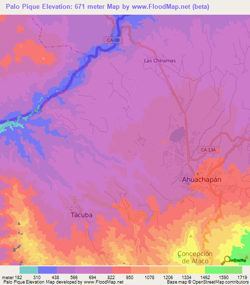 Palo Pique,El Salvador Elevation Map