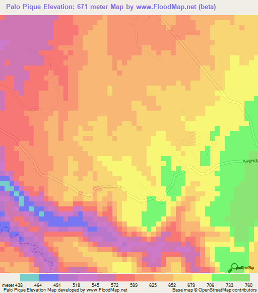 Palo Pique,El Salvador Elevation Map