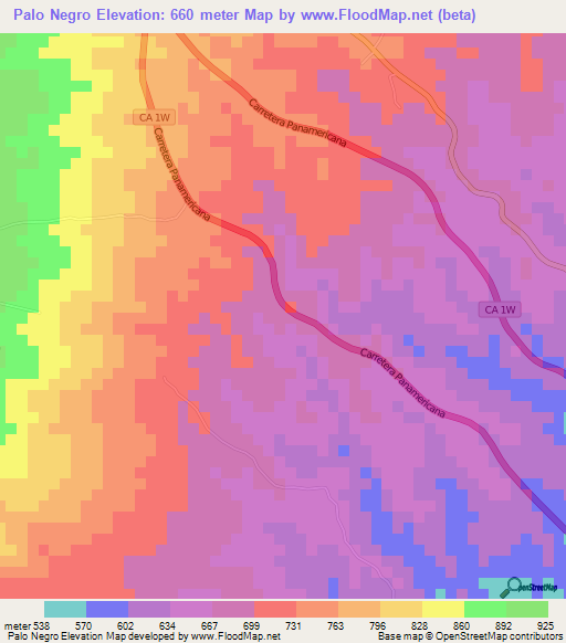 Palo Negro,El Salvador Elevation Map