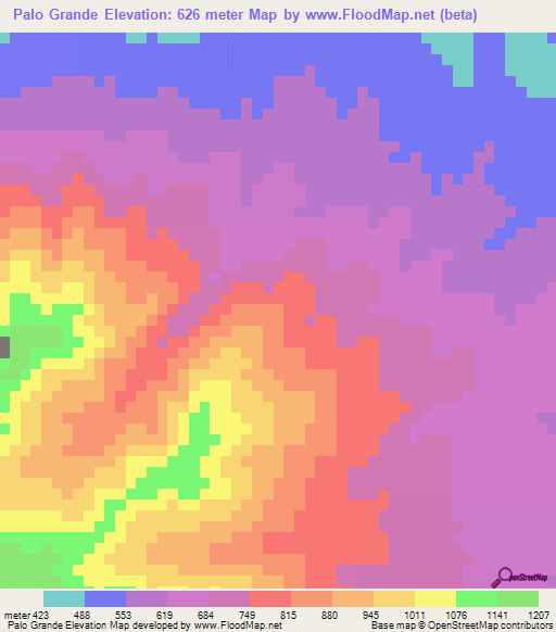 Palo Grande,El Salvador Elevation Map