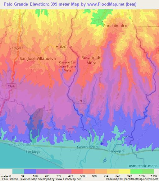 Palo Grande,El Salvador Elevation Map