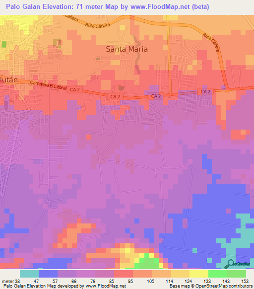 Palo Galan,El Salvador Elevation Map