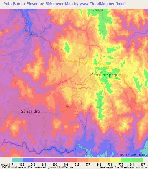 Palo Bonito,El Salvador Elevation Map