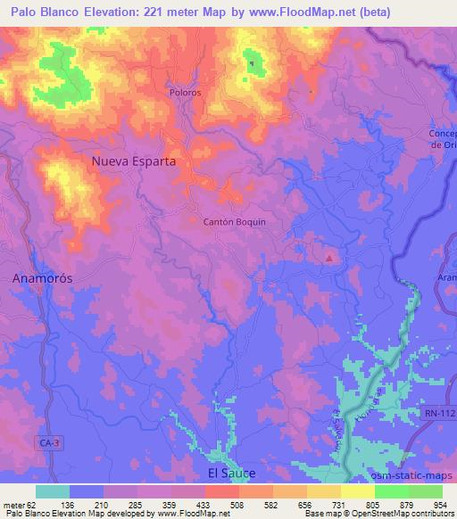 Palo Blanco,El Salvador Elevation Map