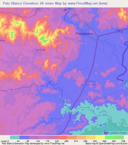 Palo Blanco,El Salvador Elevation Map