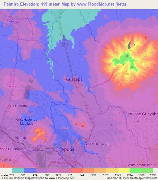 Palmira,El Salvador Elevation Map
